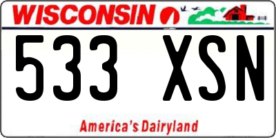 WI license plate 533XSN
