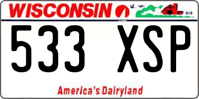 WI license plate 533XSP