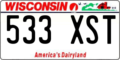 WI license plate 533XST