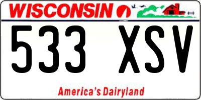 WI license plate 533XSV