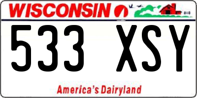 WI license plate 533XSY