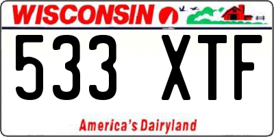 WI license plate 533XTF