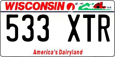 WI license plate 533XTR
