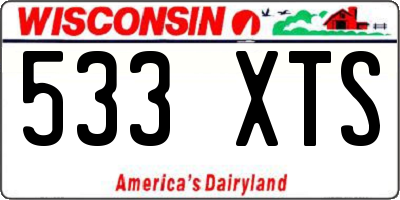 WI license plate 533XTS