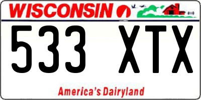 WI license plate 533XTX