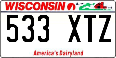 WI license plate 533XTZ