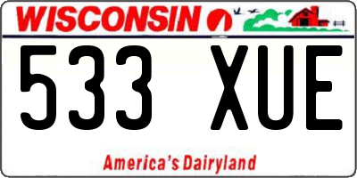 WI license plate 533XUE