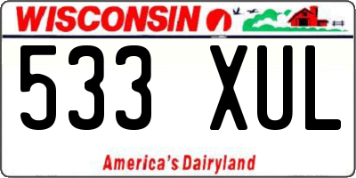 WI license plate 533XUL