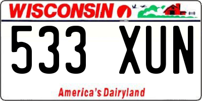 WI license plate 533XUN