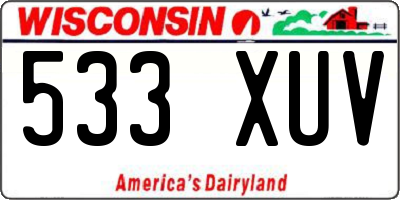 WI license plate 533XUV