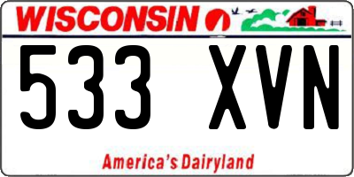 WI license plate 533XVN