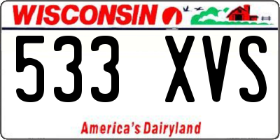 WI license plate 533XVS