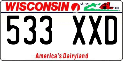 WI license plate 533XXD