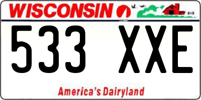 WI license plate 533XXE