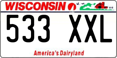 WI license plate 533XXL