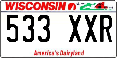 WI license plate 533XXR