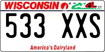 WI license plate 533XXS