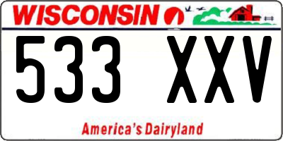 WI license plate 533XXV