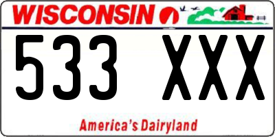 WI license plate 533XXX