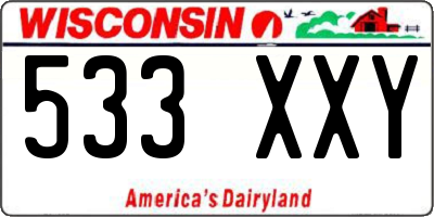 WI license plate 533XXY