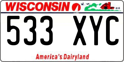 WI license plate 533XYC