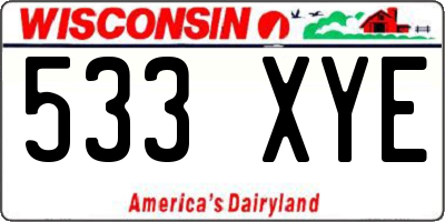 WI license plate 533XYE
