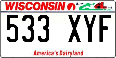 WI license plate 533XYF