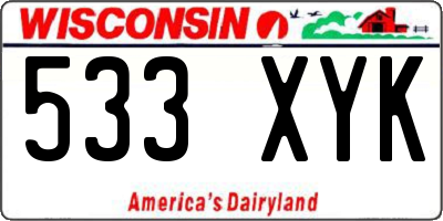 WI license plate 533XYK