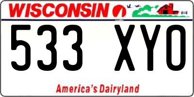 WI license plate 533XYO