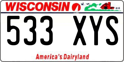 WI license plate 533XYS