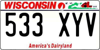 WI license plate 533XYV