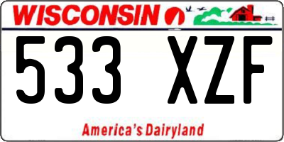 WI license plate 533XZF