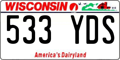 WI license plate 533YDS