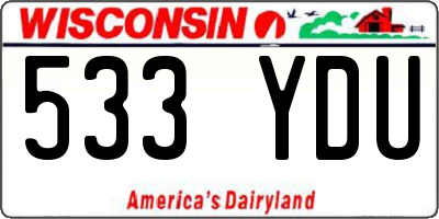 WI license plate 533YDU
