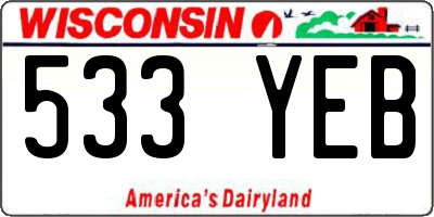 WI license plate 533YEB