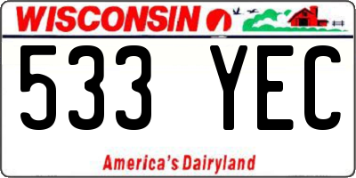 WI license plate 533YEC