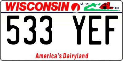 WI license plate 533YEF