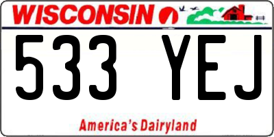 WI license plate 533YEJ