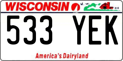 WI license plate 533YEK