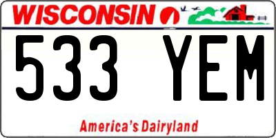 WI license plate 533YEM