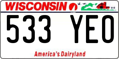 WI license plate 533YEO
