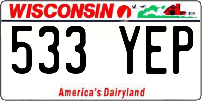 WI license plate 533YEP