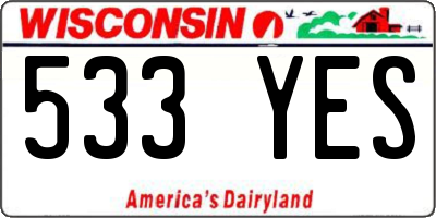 WI license plate 533YES