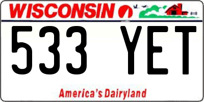 WI license plate 533YET
