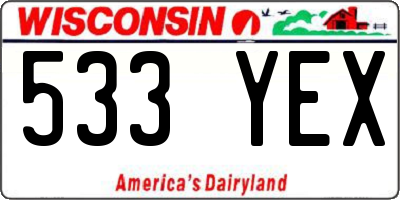 WI license plate 533YEX