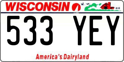 WI license plate 533YEY