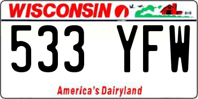 WI license plate 533YFW