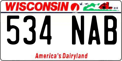 WI license plate 534NAB