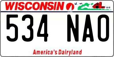 WI license plate 534NAO