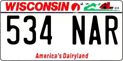 WI license plate 534NAR